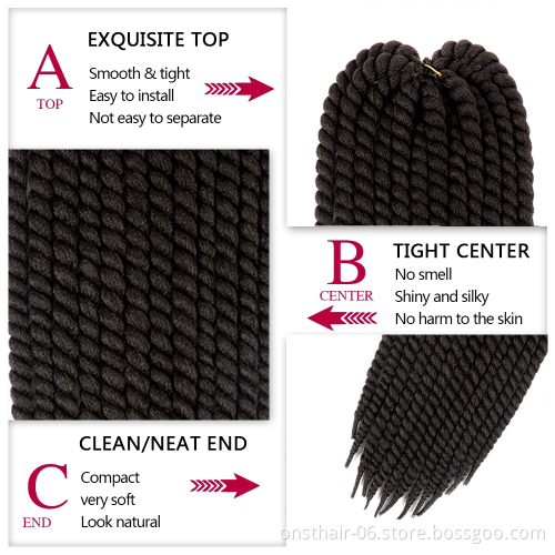 Jumbo Senegalese Twist Braid Hair Extension Havana Crochet Hair Mambo Faux Locs Twist Braiding Crochet Braids Hair Extensions
